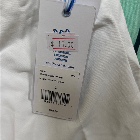 Southern Tide Classic White Ruffle Tank - Picture 2 of 3